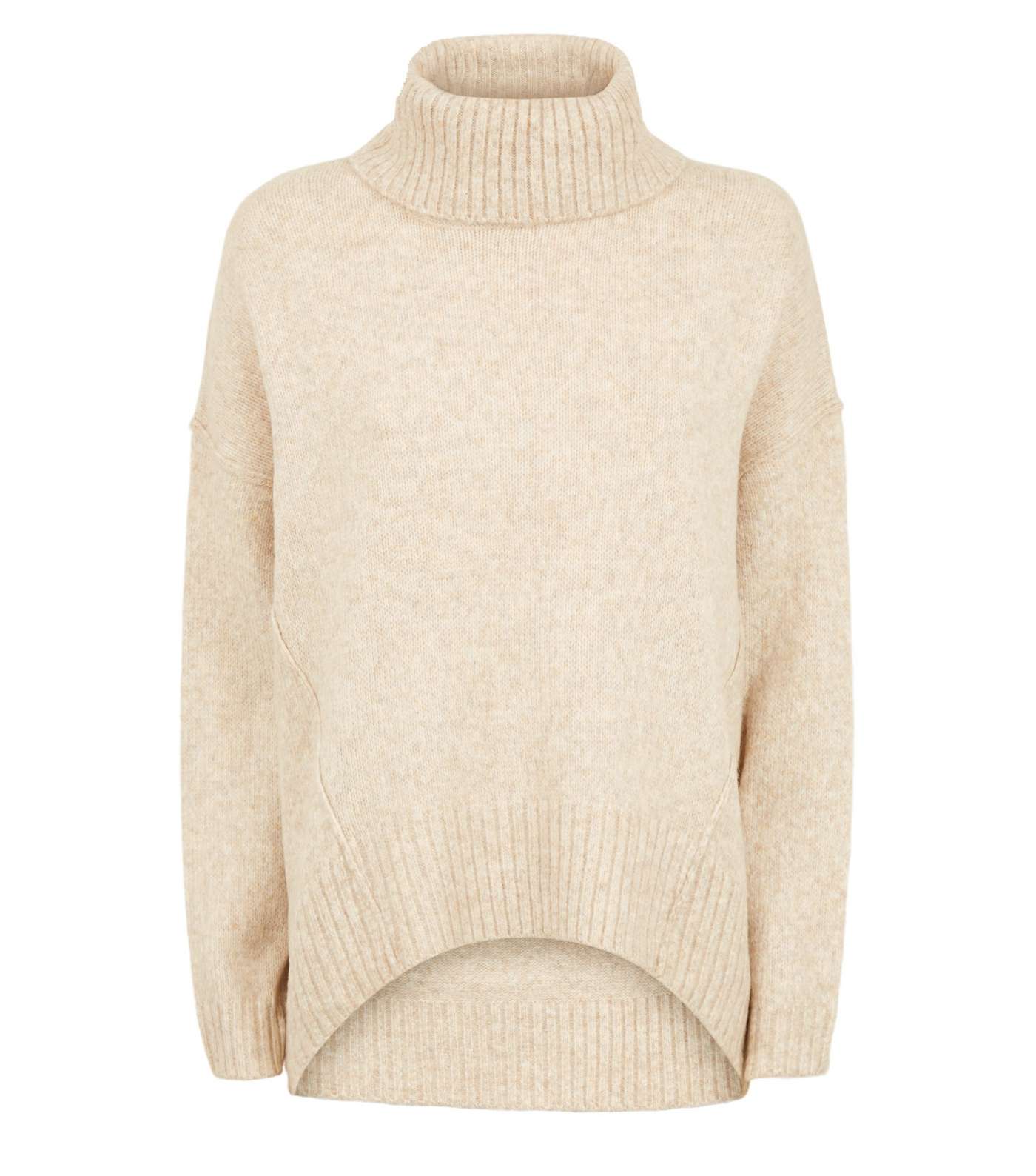 Cream Slouchy Roll Neck Batwing Jumper Image 4