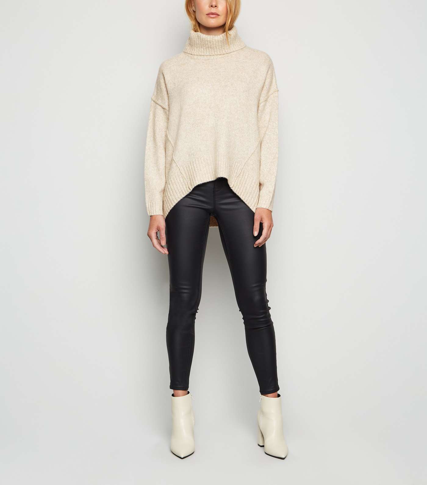 Cream Slouchy Roll Neck Batwing Jumper Image 2
