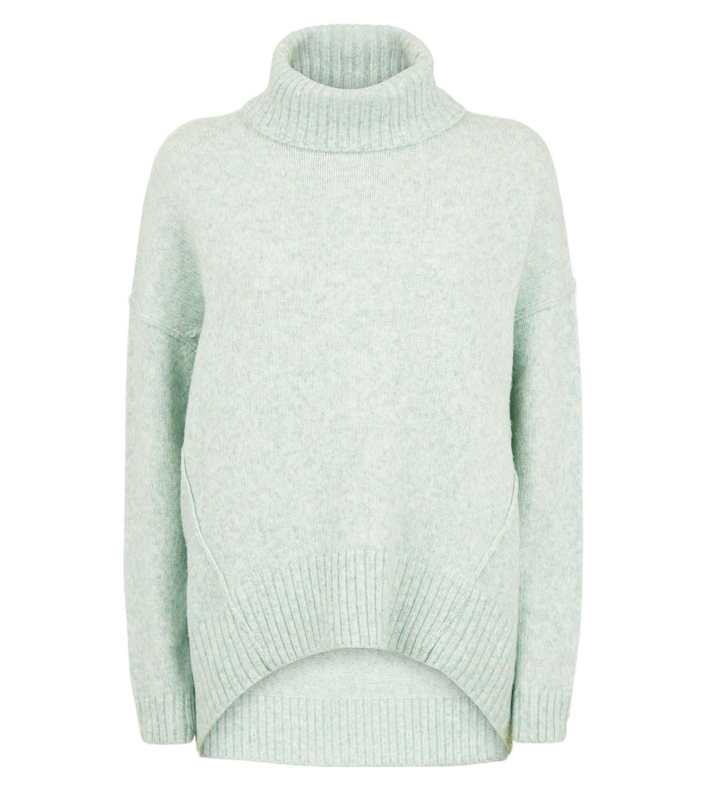 Mint Green Slouchy Roll Neck Batwing Jumper Image 4