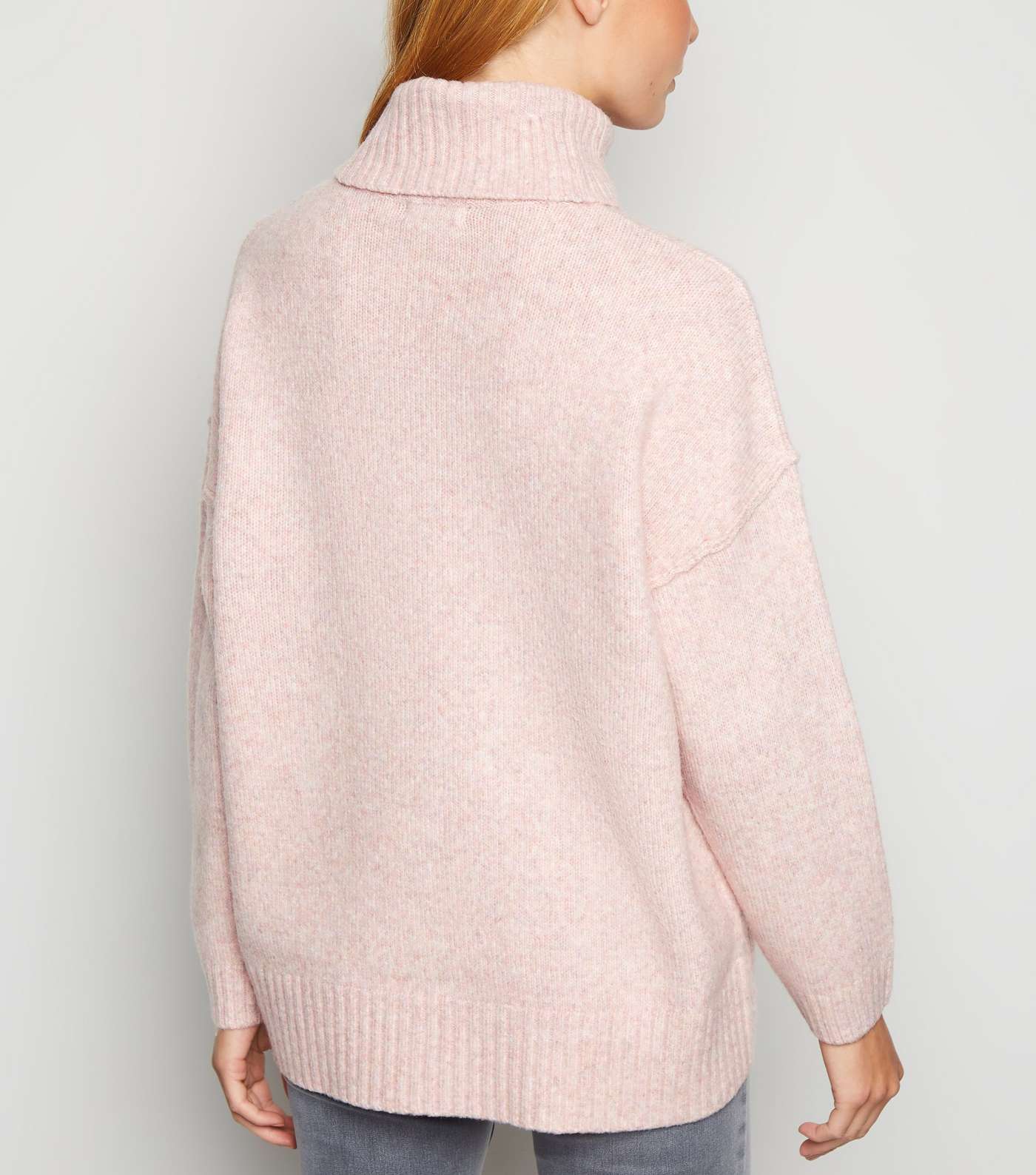 Mid Pink Slouchy Roll Neck Batwing Jumper Image 3