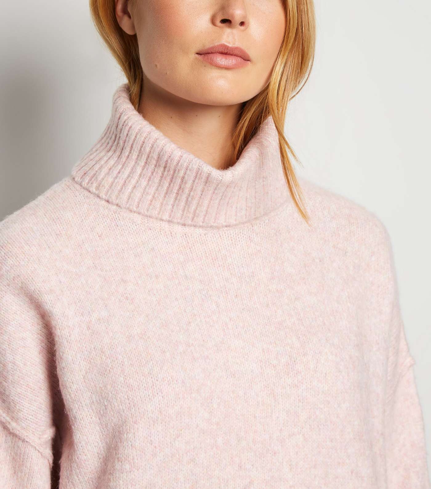 Mid Pink Slouchy Roll Neck Batwing Jumper Image 5
