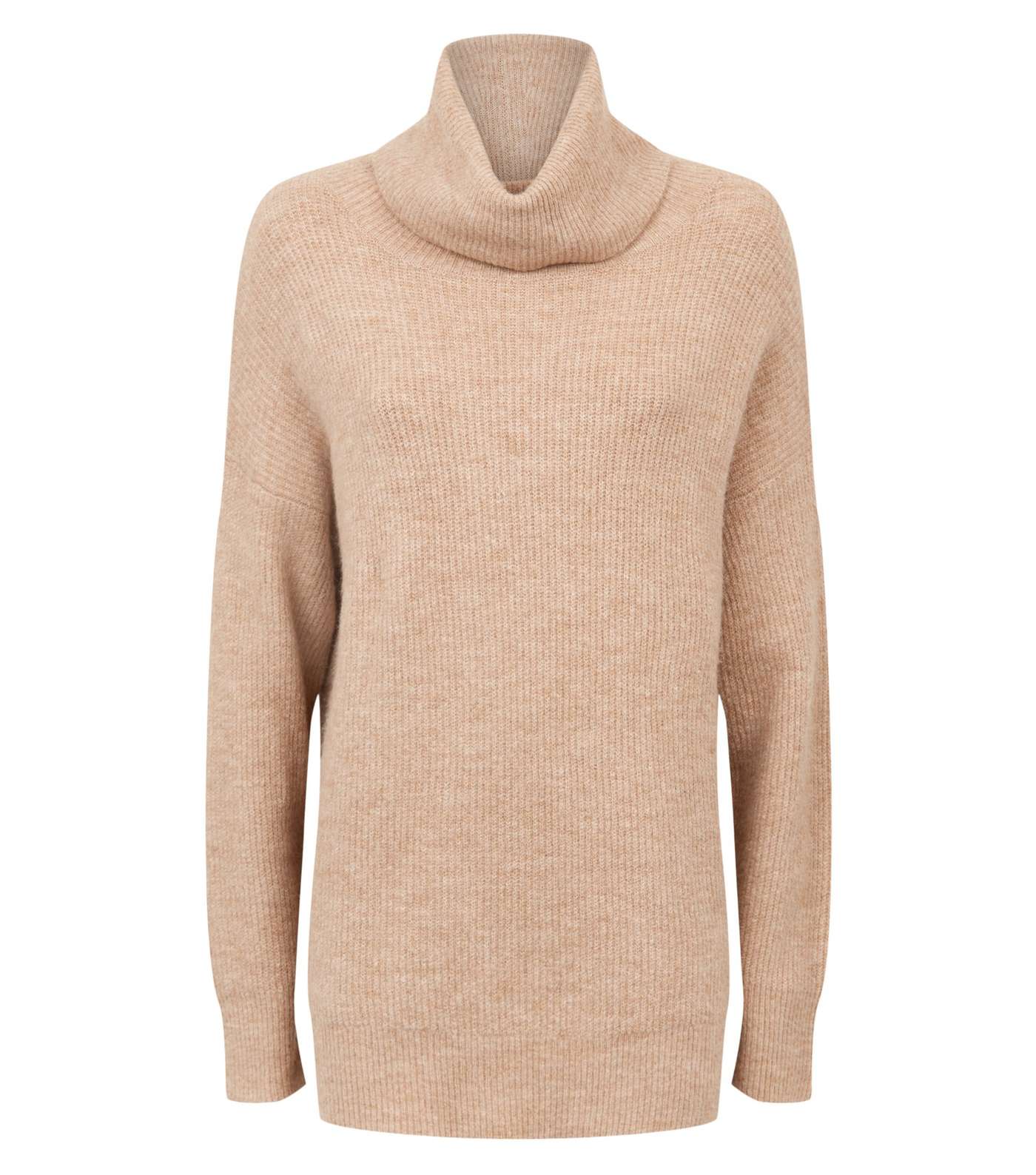 Camel Slouchy Roll Neck Jumper  Image 4