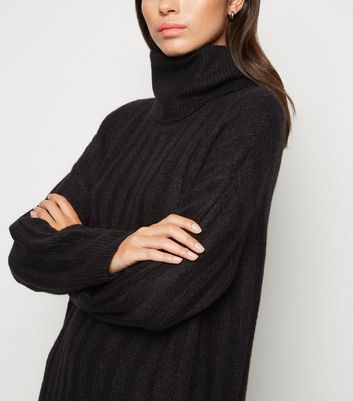 Image of Black Roll Neck Jumper Dress New Look