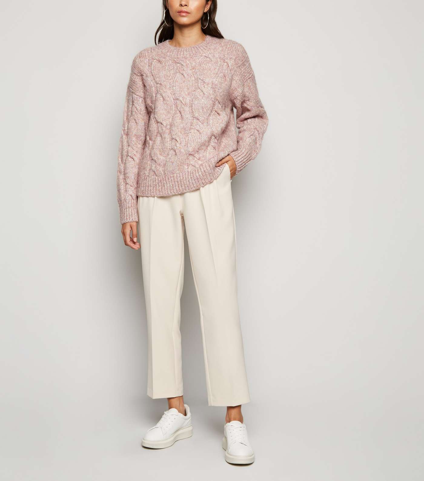 Pale Pink Cable Knit Jumper  Image 2