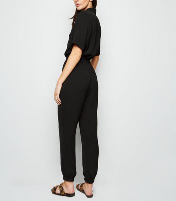 black cuffed leg jumpsuit