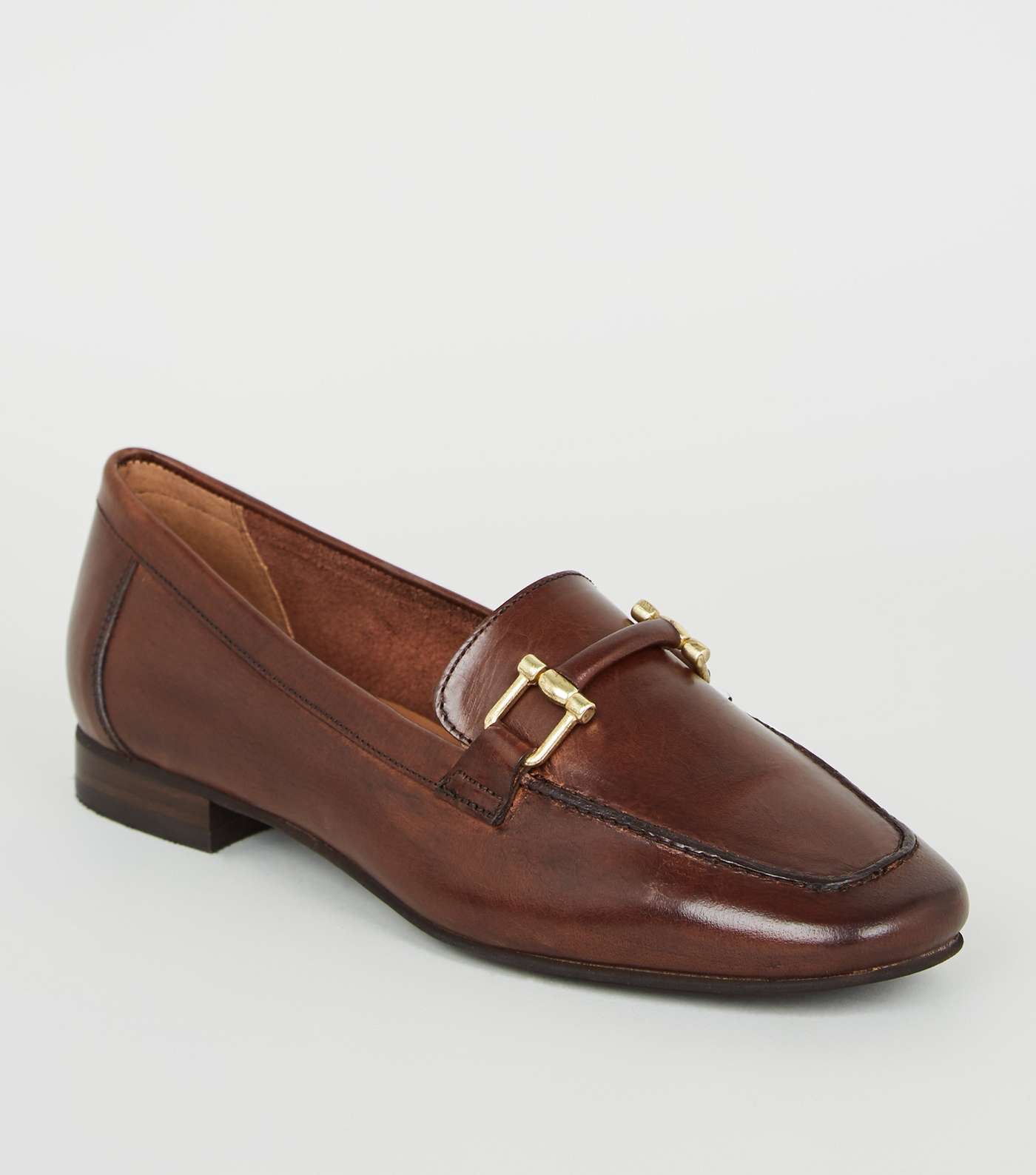 Brown Leather Bar Front Loafers