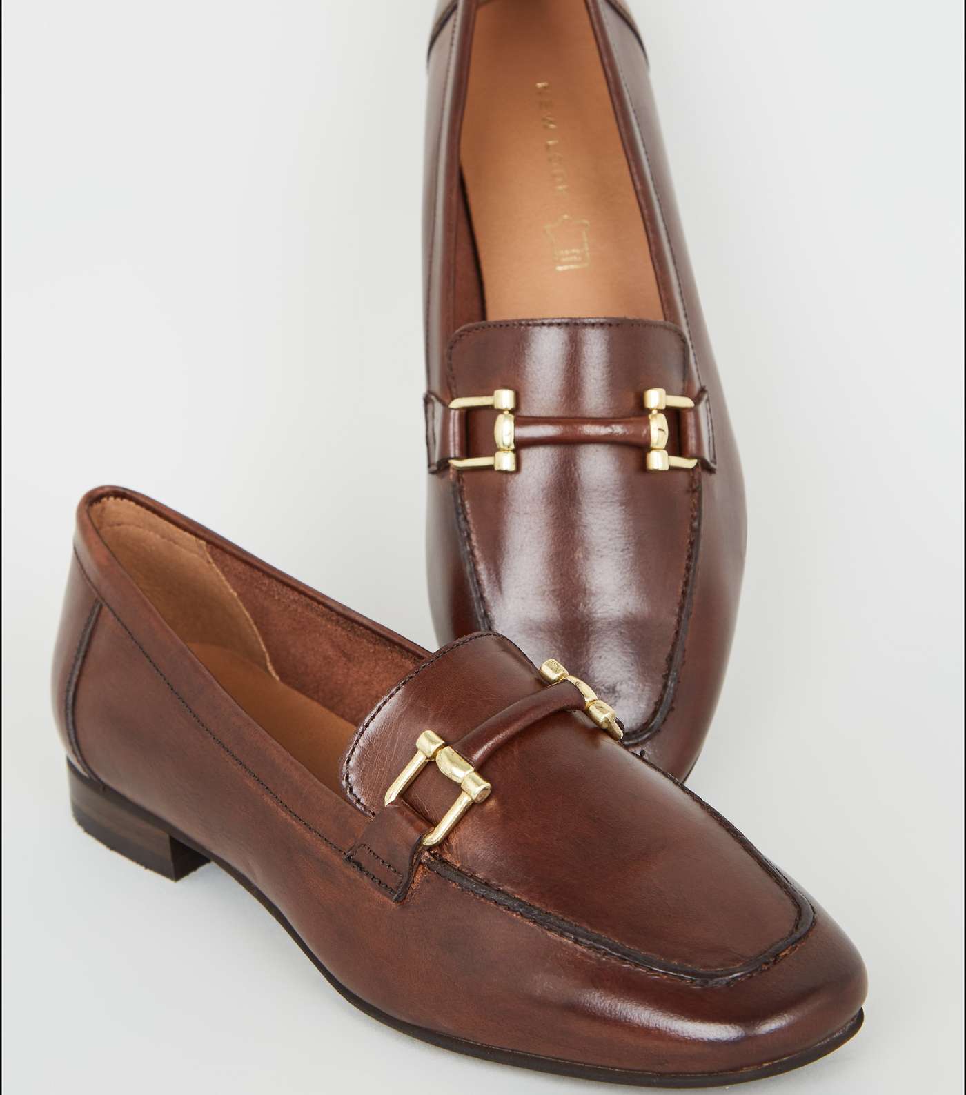 Brown Leather Bar Front Loafers Image 3