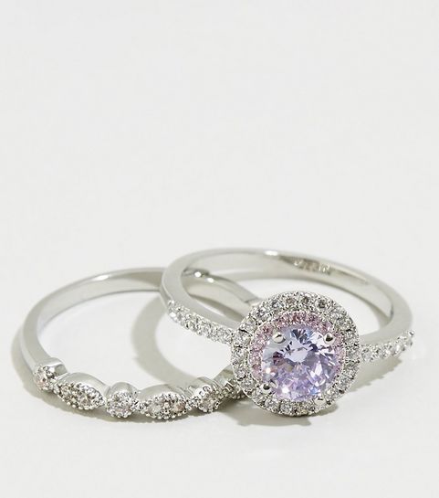 Silberfarbene Steckringe mit Cubic Zirkonia