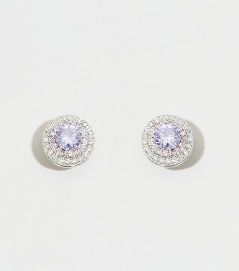 Fliederfarbener Ohrstecker mit Cubic-Zirkonia