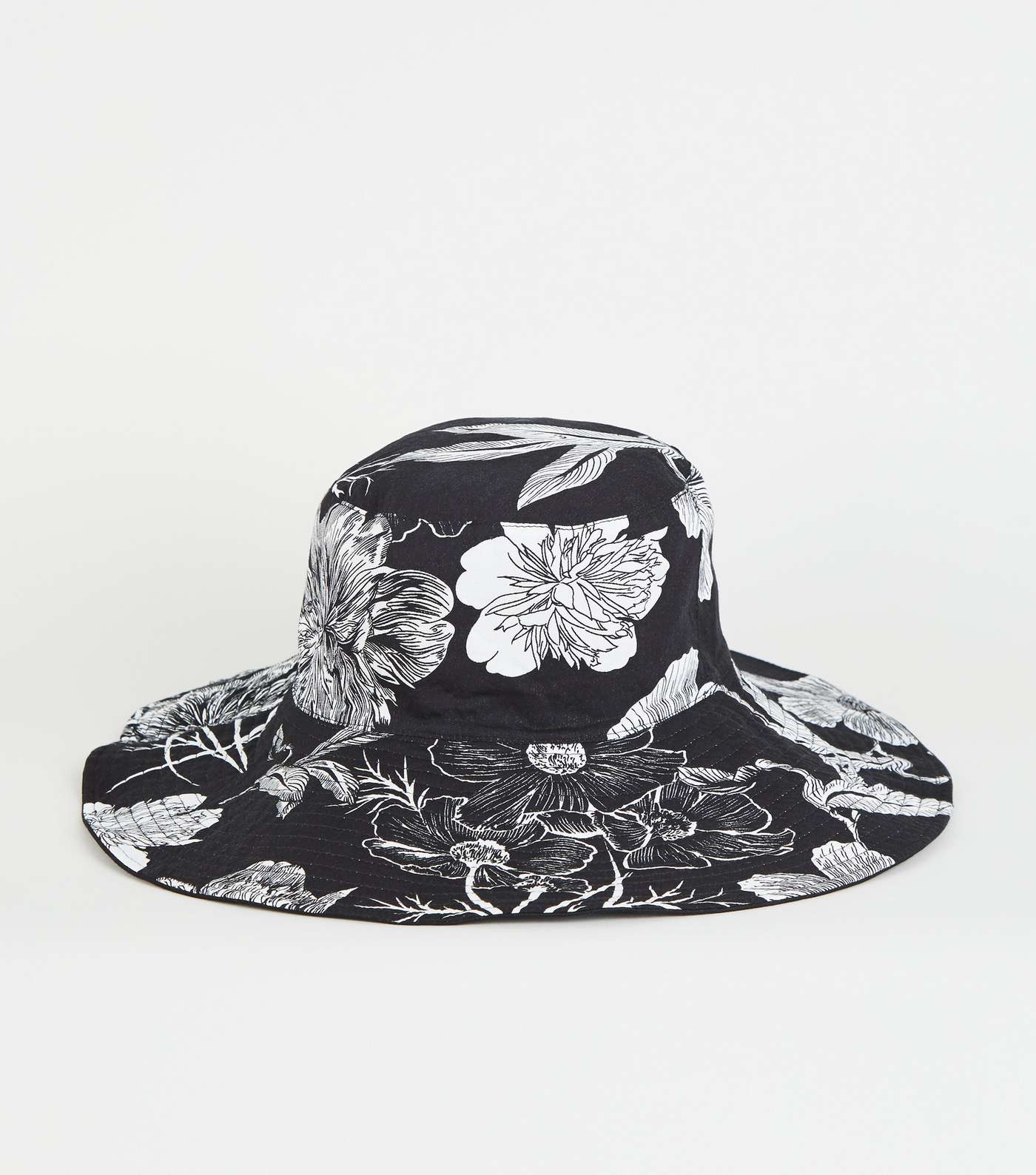 Black Floral Reversible Bucket Hat