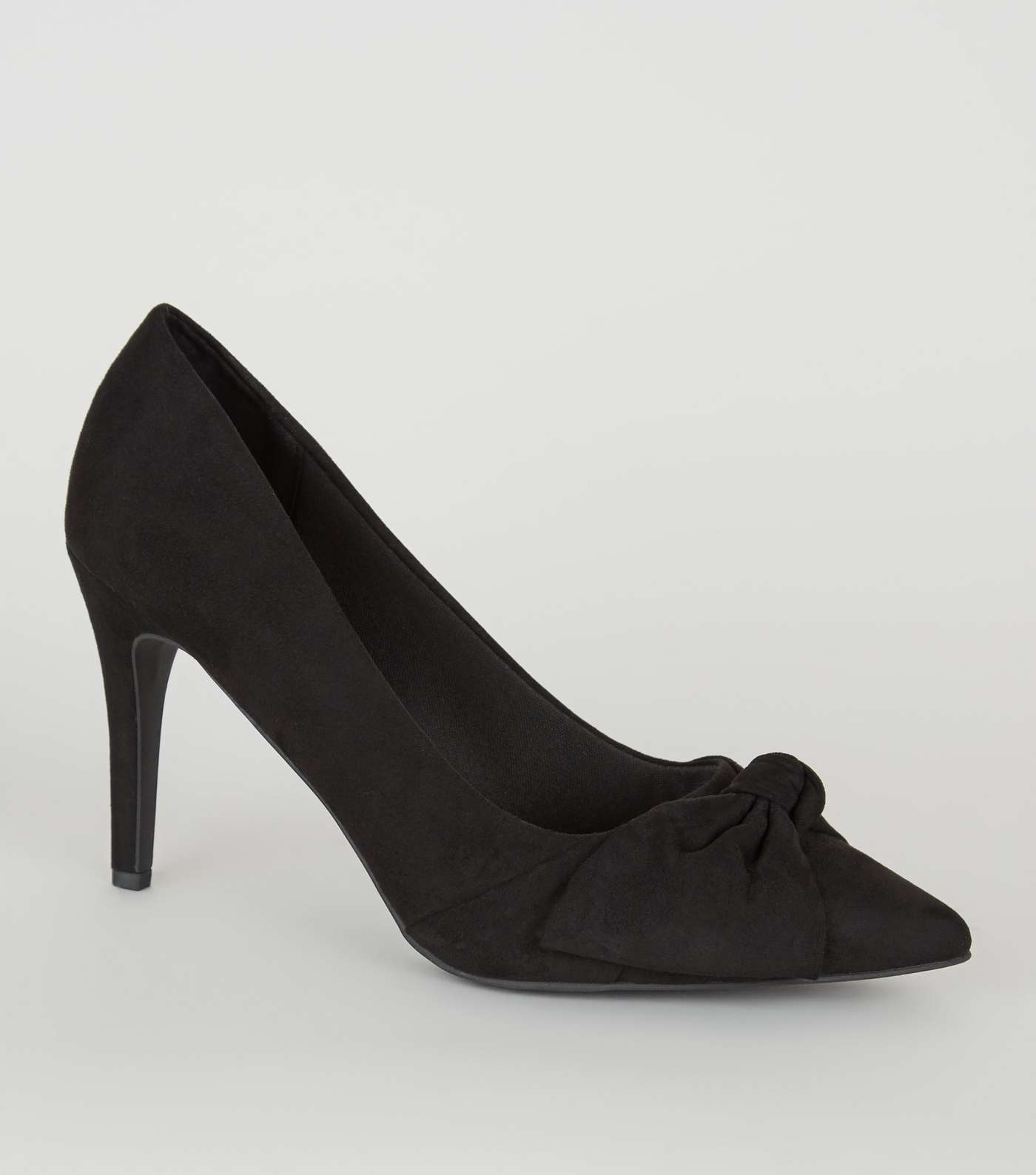 Wide Fit Black Suedette Bow Front Court Shoes