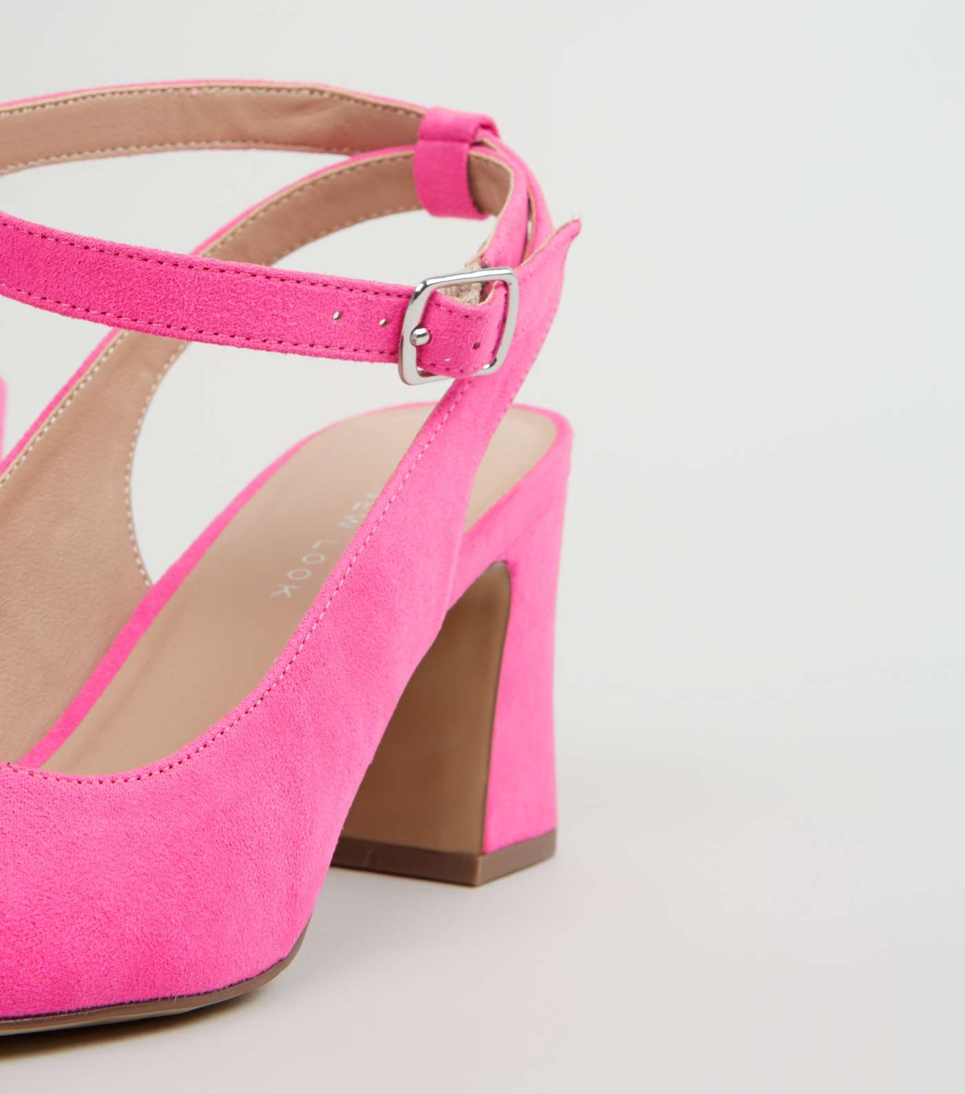 Wide Fit Pink Suedette Flared Block Heels Image 4