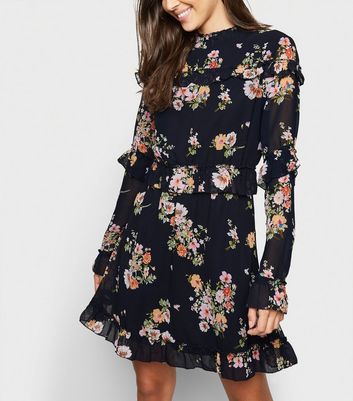 Innocence Navy Floral High Neck Dress New Look shop for Innocence Navy Floral High Neck Dress New Look at Shopo