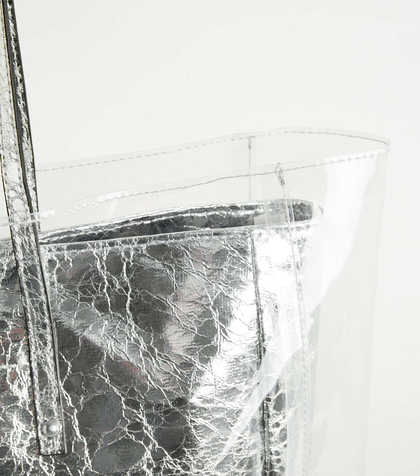 Silver Clear Layer Crinkle Tote Bag Image 3