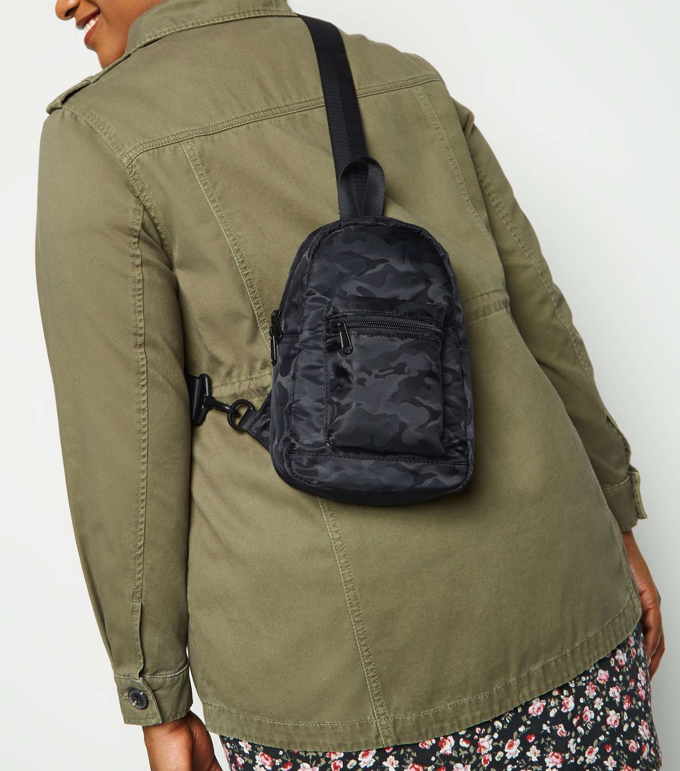 Black Camo One Strap Mini Backpack Image 2