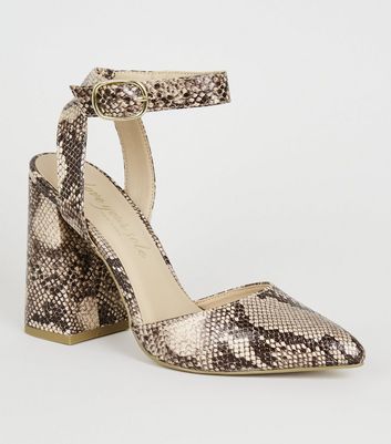 Snake print sales block heels