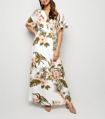 white tropical maxi dress