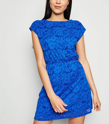 blue floral lace dress