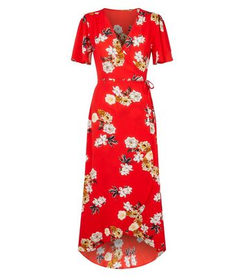 Mela Red Floral Wrap Maxi Dress New Look shop for Mela Red Floral Wrap Maxi Dress New Look at Shopo