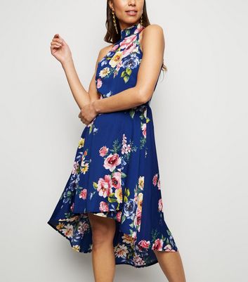Mela Blue Floral Dip Hem Dress New Look shop for Mela Blue Floral Dip Hem Dress New Look at Shopo