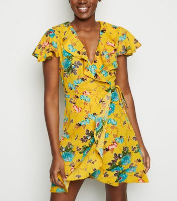 new look yellow wrap dress