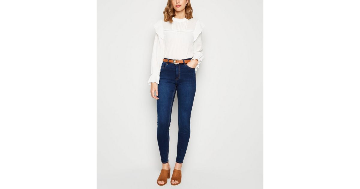 Blue Rinse Wash Mid Rise India Super Skinny Jeans | New Look