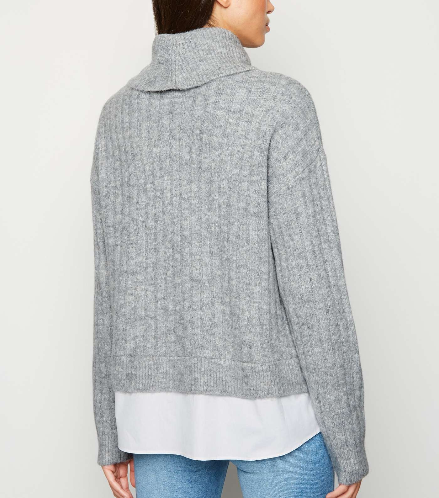Pale Grey 2 in 1 Roll Neck Jumper Image 3