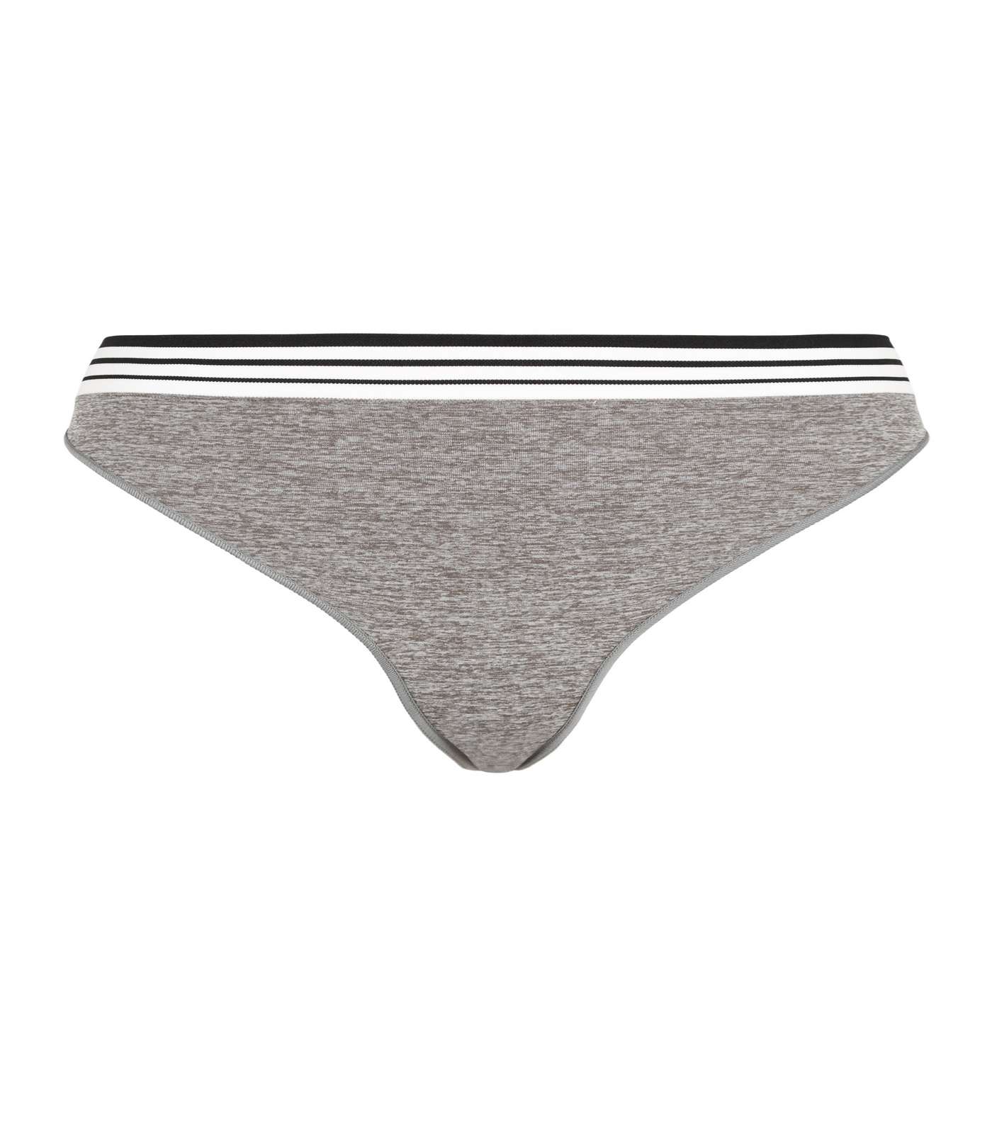 Dark Grey Stripe Elastic Seamless Thong Image 3