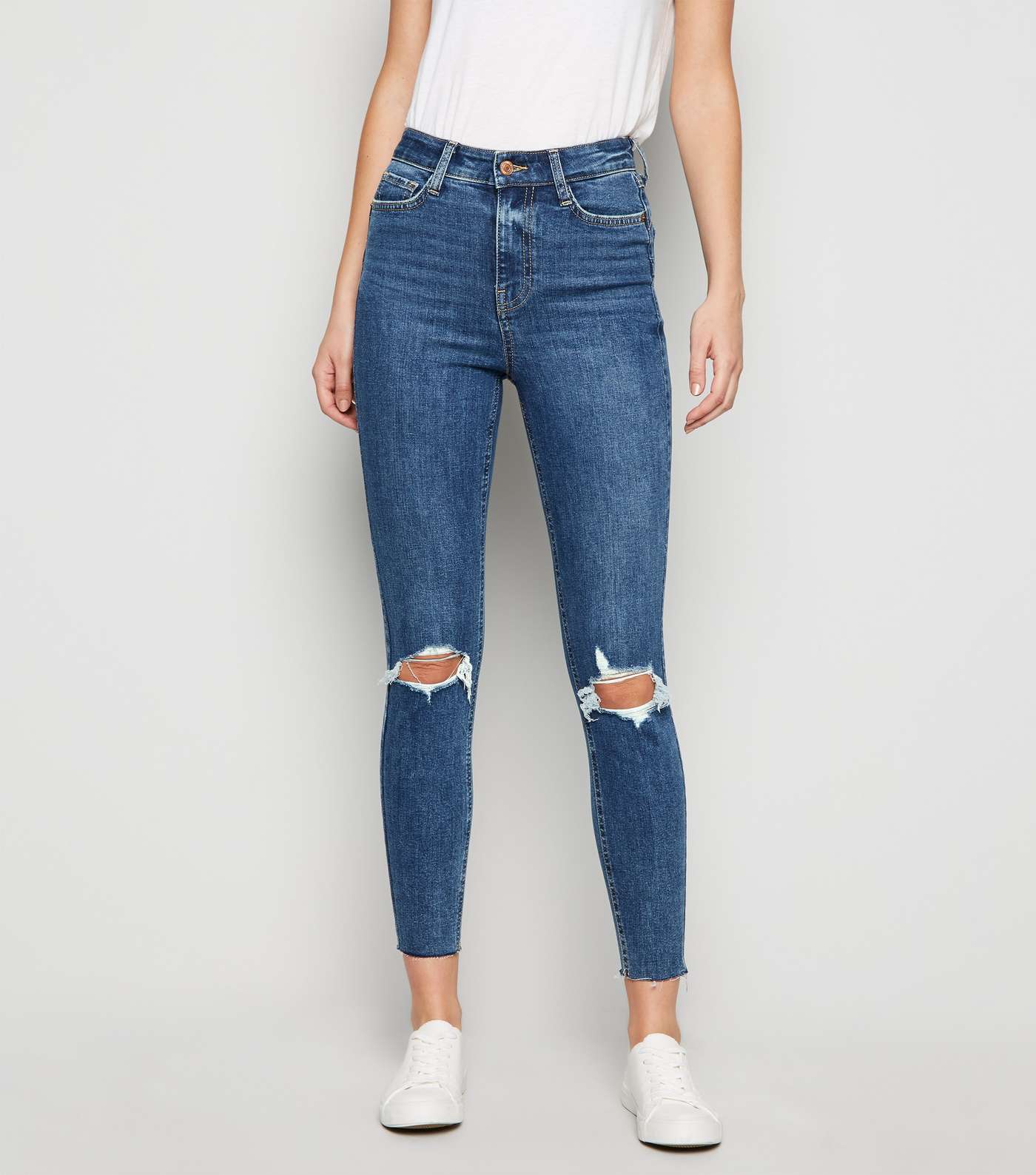 Blue 'Lift & Shape' Ripped Knee Jenna Skinny Jeans Image 2