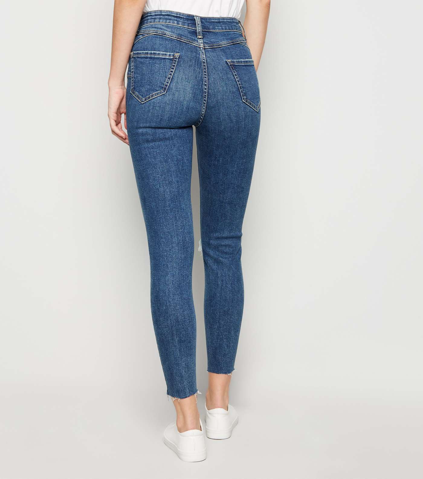 Blue 'Lift & Shape' Ripped Knee Jenna Skinny Jeans Image 5