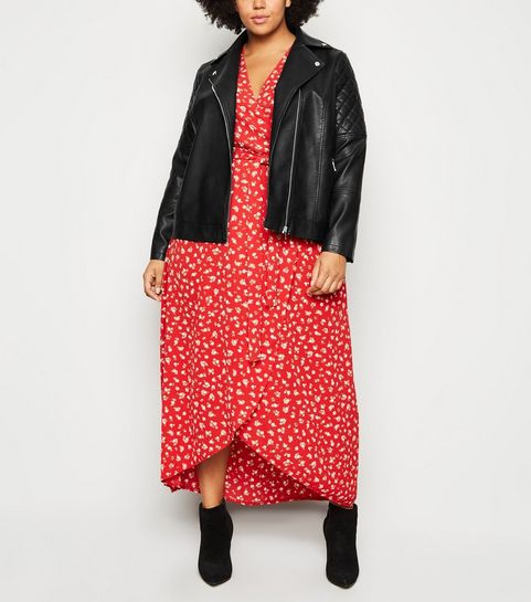 Curves – Schwarze Biker-Jacke in Leder-Optik 