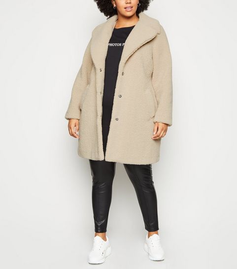 Curves Cream Teddy Longline Coat