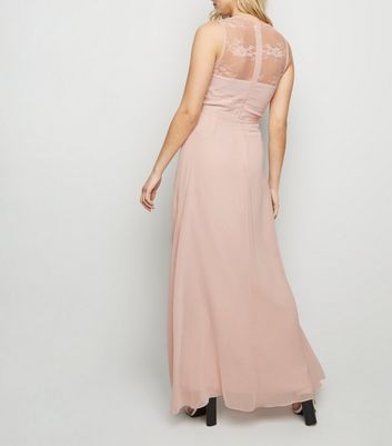 pink lace and chiffon dress