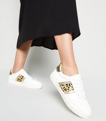 baskets blanches leopard