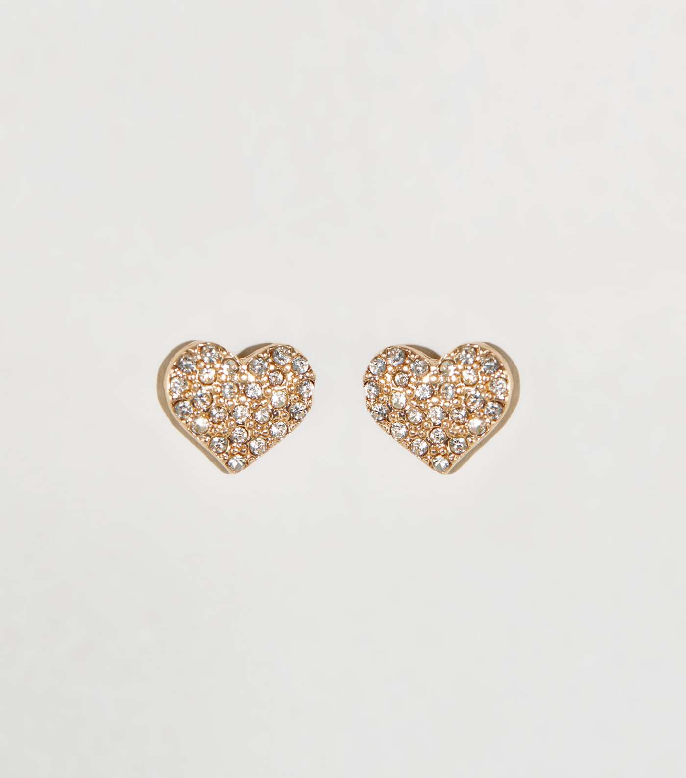 Gold Diamanté Heart Stud Earrings