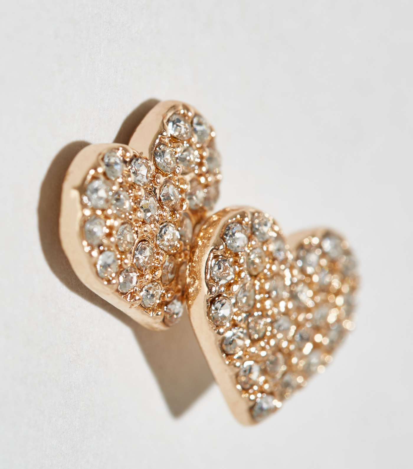 Gold Diamanté Heart Stud Earrings Image 3