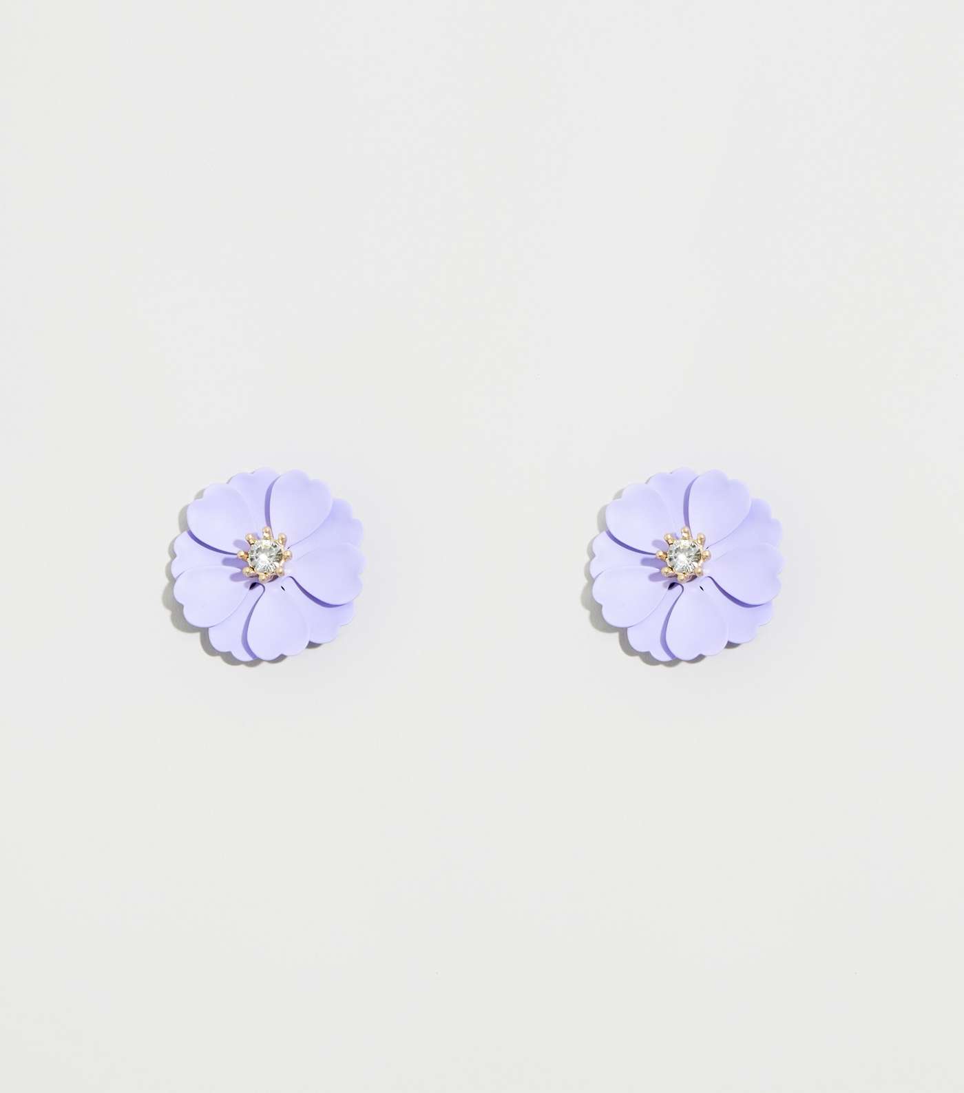 Lilac Flower Gem Center Earrings