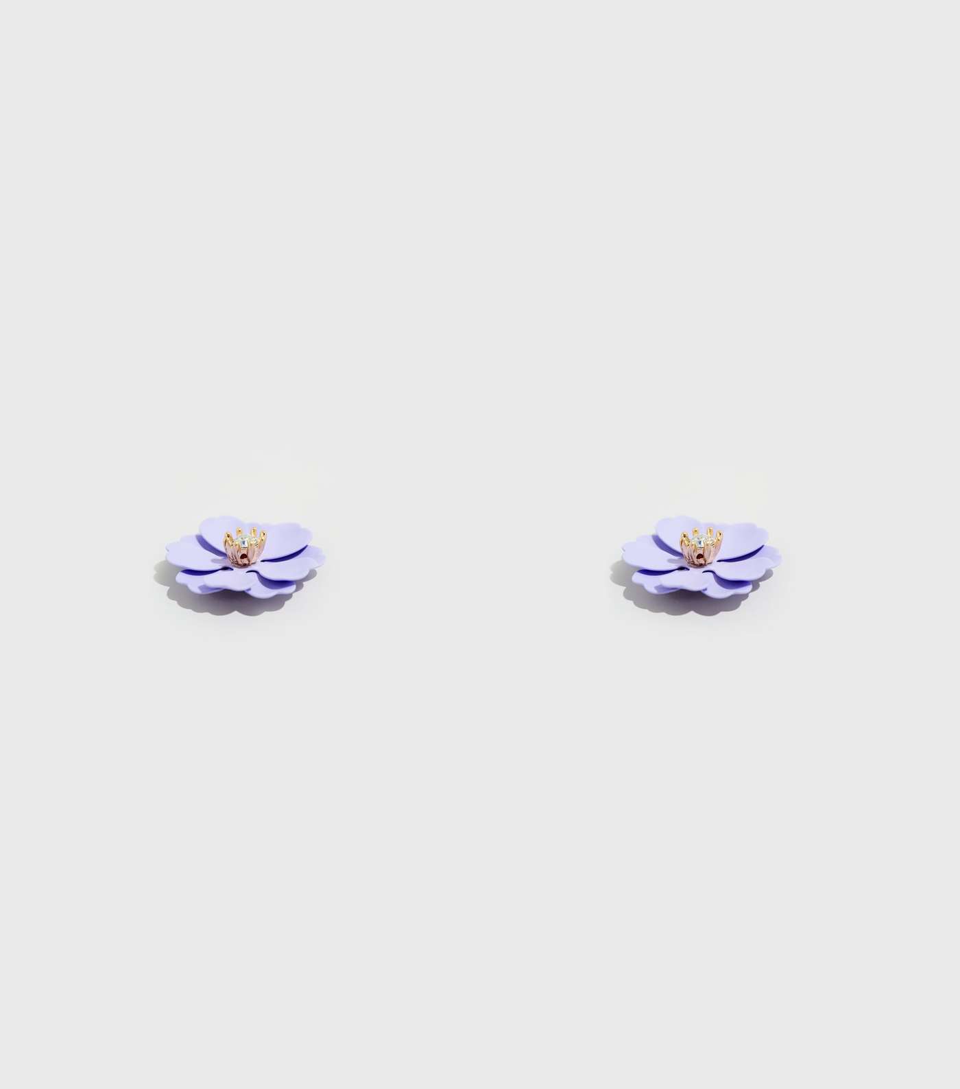Lilac Flower Gem Center Earrings Image 3