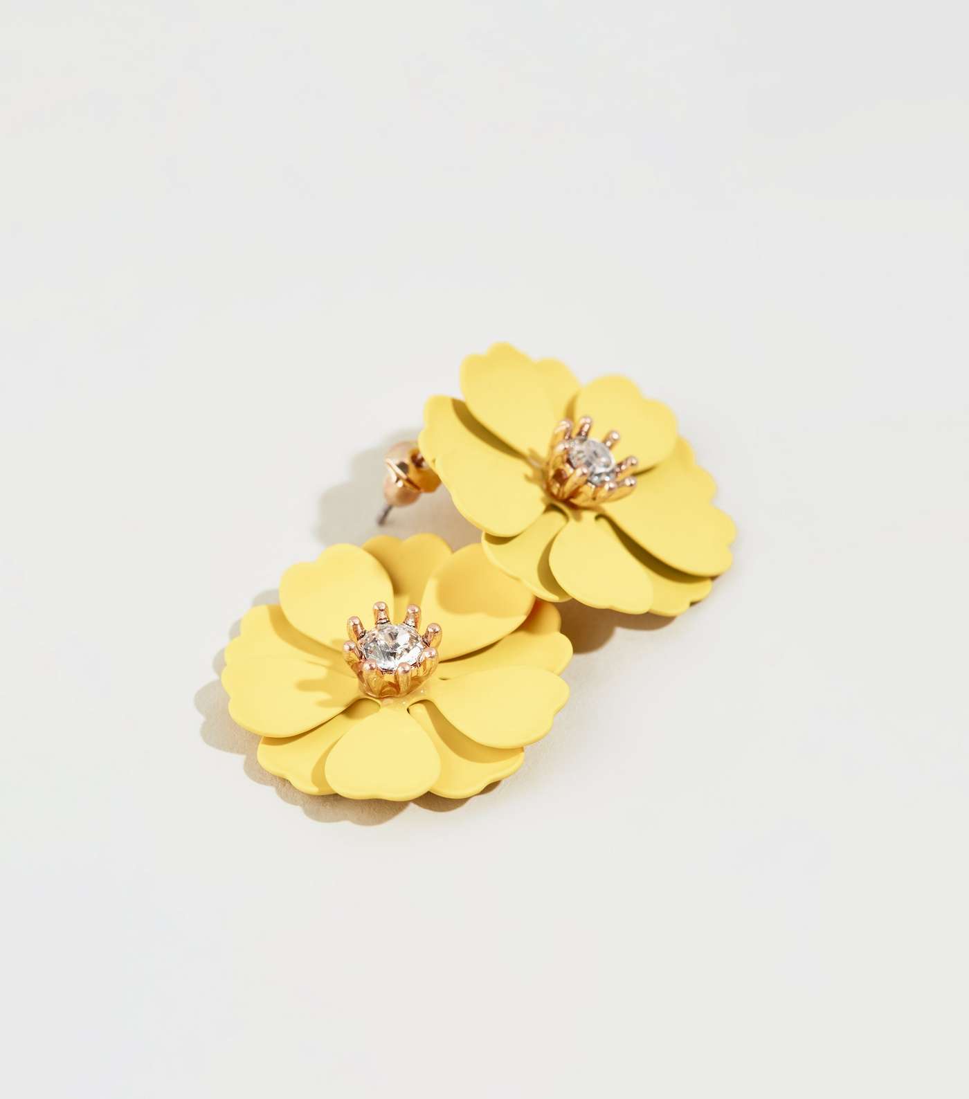 Yellow Flower Gem Centre Earrings Image 3