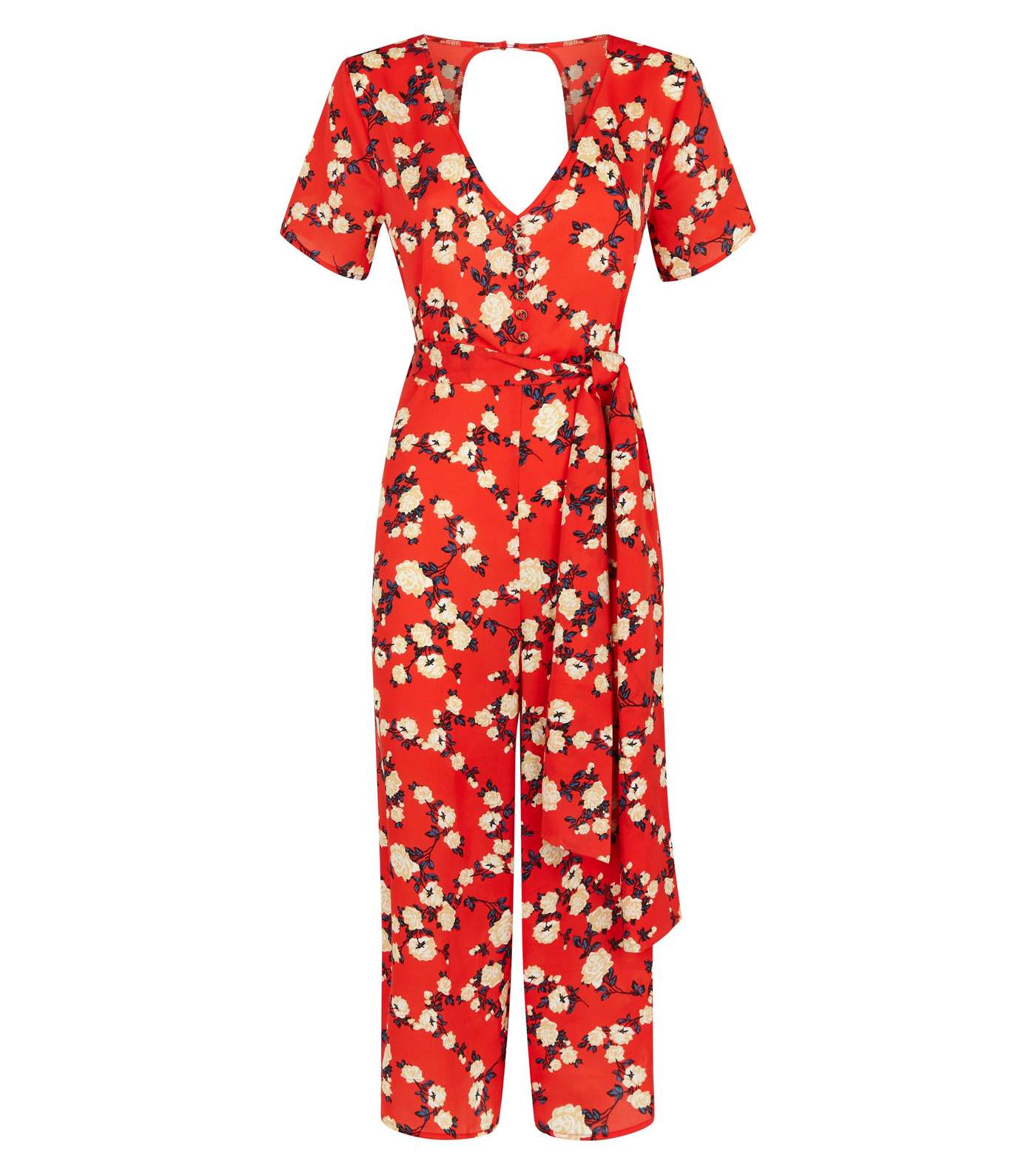 Cameo Rose Red Floral Culotte Jumpsuit  Image 4