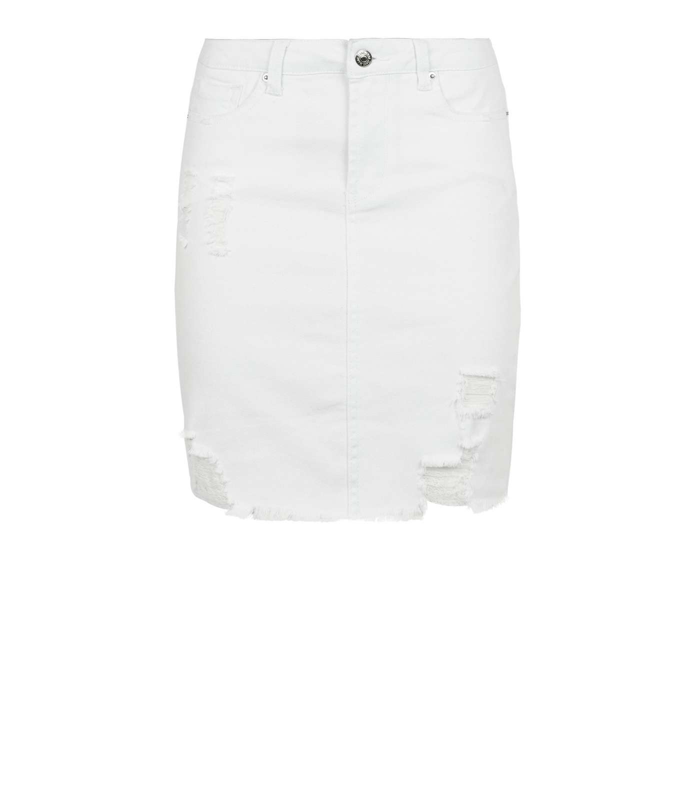 Cameo Rose White Ripped Denim Skirt  Image 4