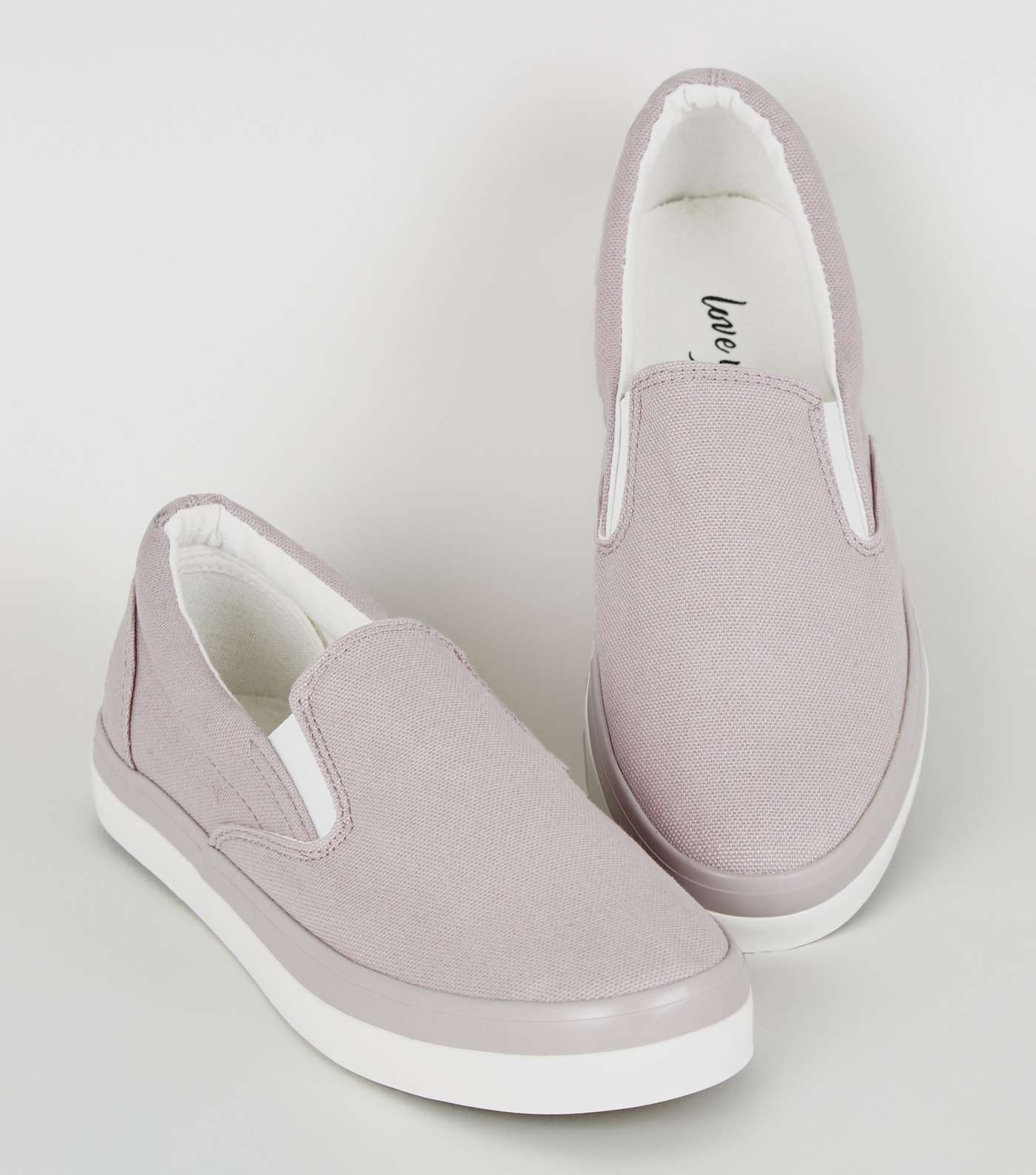Lilac Canvas Slip On Trainers Image 3