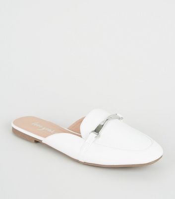 White Leather-Look Twist Bar Loafer 