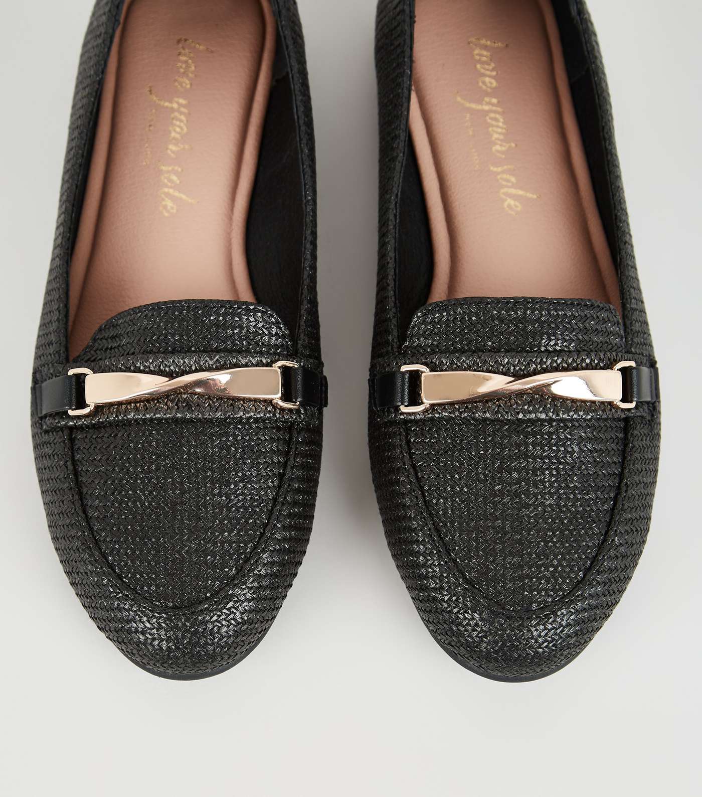 Black Woven Twist Bar Front Loafers Image 4