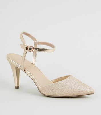 gold heel shoes new look