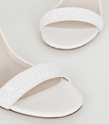 white glitter block heels
