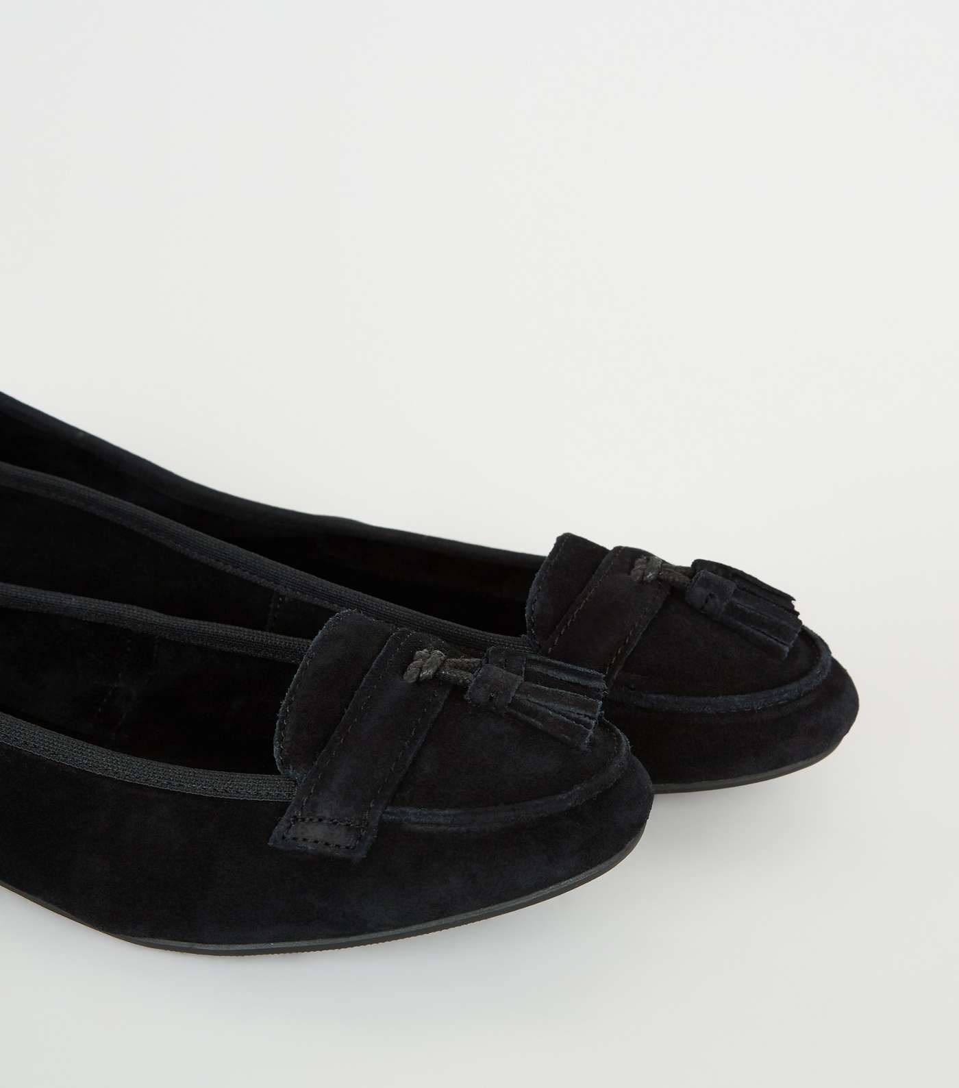 Wide Fit Black Suede Tassel Loafers Image 4