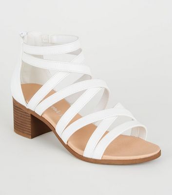 white strappy shoes low heel