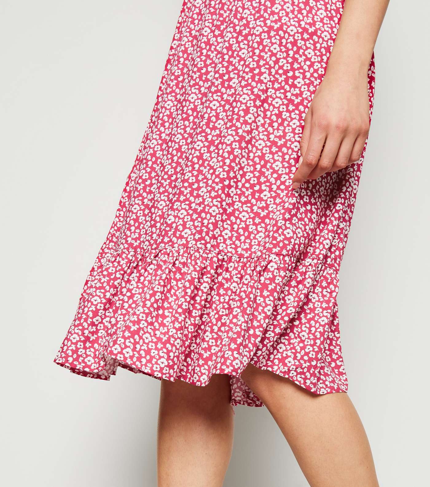 JDY Pink Floral Frill Trim Midi Skirt Image 5