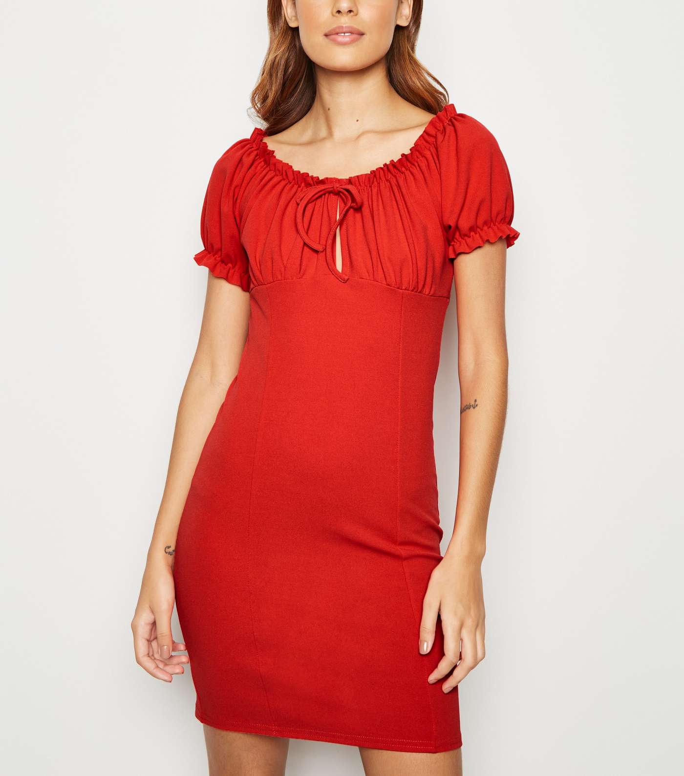 Red Milkmaid Shift Mini Dress